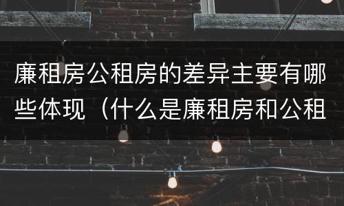 廉租房公租房的差异主要有哪些体现（什么是廉租房和公租房两个有什么特点）