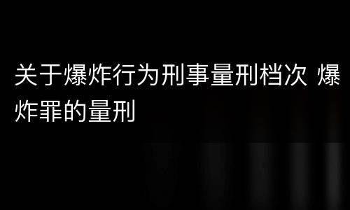 关于爆炸行为刑事量刑档次 爆炸罪的量刑
