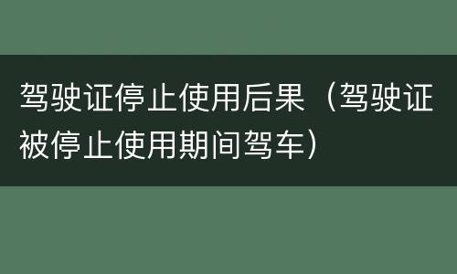 驾驶证停止使用后果（驾驶证被停止使用期间驾车）