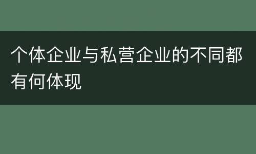 个体企业与私营企业的不同都有何体现