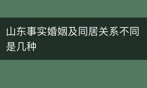 山东事实婚姻及同居关系不同是几种