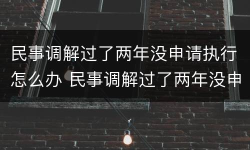 民事调解过了两年没申请执行怎么办 民事调解过了两年没申请执行怎么办理