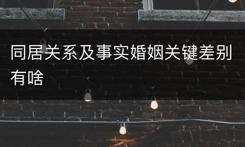 同居关系及事实婚姻关键差别有啥