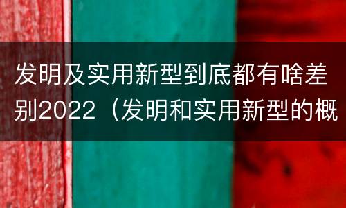 发明及实用新型到底都有啥差别2022（发明和实用新型的概念）