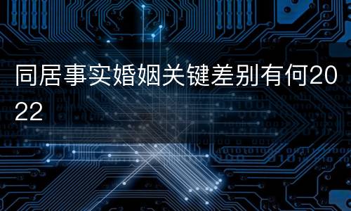 同居事实婚姻关键差别有何2022
