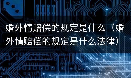 婚外情赔偿的规定是什么（婚外情赔偿的规定是什么法律）