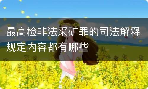 最高检非法采矿罪的司法解释规定内容都有哪些