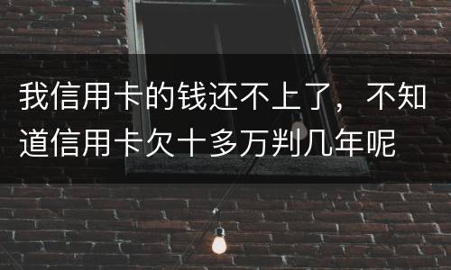 我信用卡的钱还不上了，不知道信用卡欠十多万判几年呢