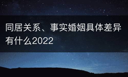 同居关系、事实婚姻具体差异有什么2022
