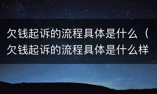 欠钱起诉的流程具体是什么（欠钱起诉的流程具体是什么样的）