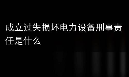 成立过失损坏电力设备刑事责任是什么