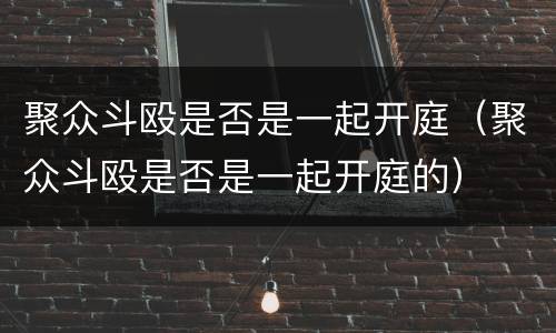 聚众斗殴是否是一起开庭（聚众斗殴是否是一起开庭的）