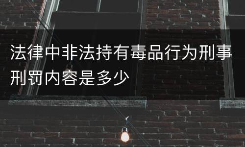 法律中非法持有毒品行为刑事刑罚内容是多少