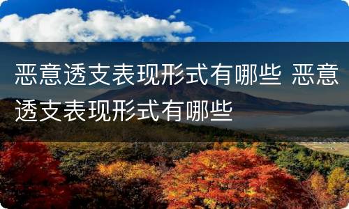 恶意透支表现形式有哪些 恶意透支表现形式有哪些