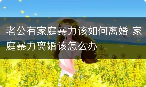 老公有家庭暴力该如何离婚 家庭暴力离婚该怎么办