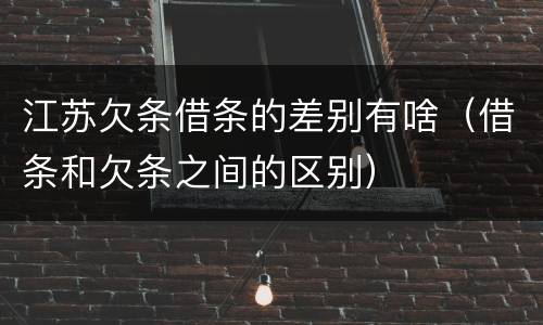 江苏欠条借条的差别有啥（借条和欠条之间的区别）