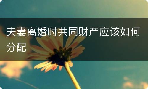 夫妻离婚时共同财产应该如何分配