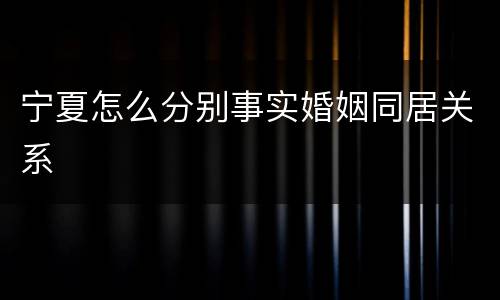 宁夏怎么分别事实婚姻同居关系
