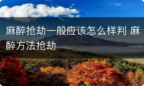 麻醉抢劫一般应该怎么样判 麻醉方法抢劫