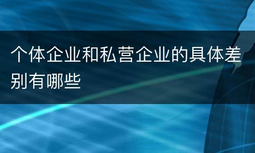 个体企业和私营企业的具体差别有哪些