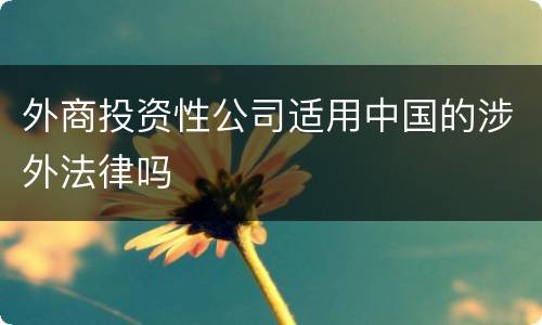 外商投资性公司适用中国的涉外法律吗