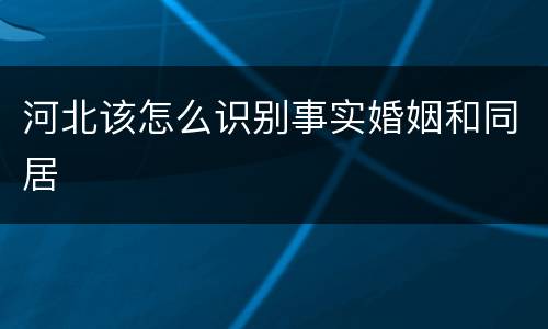 河北该怎么识别事实婚姻和同居