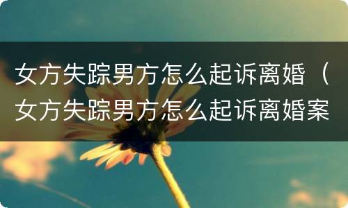 女方失踪男方怎么起诉离婚（女方失踪男方怎么起诉离婚案例）