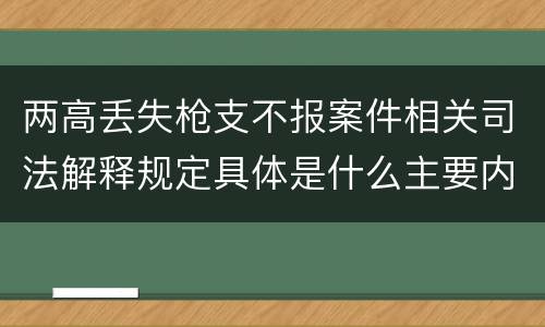 两高丢失枪支不报案件相关司法解释规定具体是什么主要内容