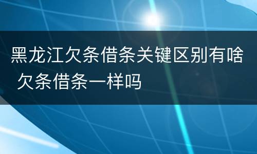 黑龙江欠条借条关键区别有啥 欠条借条一样吗