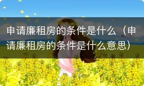申请廉租房的条件是什么（申请廉租房的条件是什么意思）
