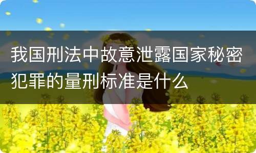 我国刑法中故意泄露国家秘密犯罪的量刑标准是什么