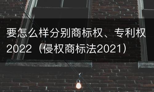 要怎么样分别商标权、专利权2022（侵权商标法2021）