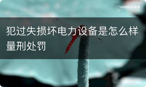 犯过失损坏电力设备是怎么样量刑处罚