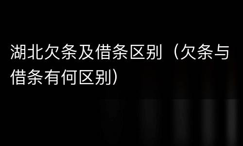 湖北欠条及借条区别（欠条与借条有何区别）