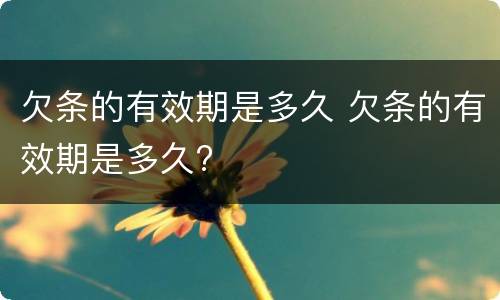 欠条的有效期是多久 欠条的有效期是多久?