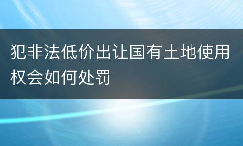 犯非法低价出让国有土地使用权会如何处罚