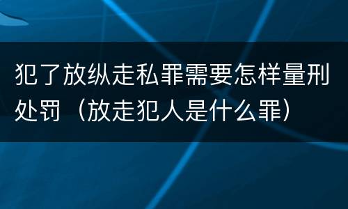 犯了放纵走私罪需要怎样量刑处罚（放走犯人是什么罪）