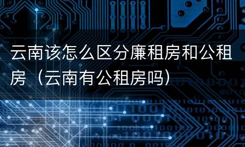 云南该怎么区分廉租房和公租房（云南有公租房吗）