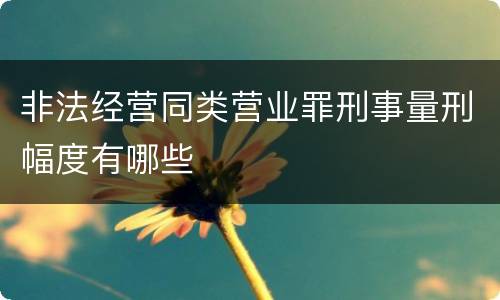 非法经营同类营业罪刑事量刑幅度有哪些
