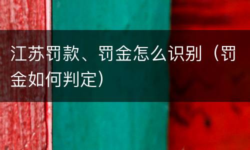 江苏罚款、罚金怎么识别（罚金如何判定）