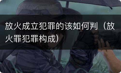 放火成立犯罪的该如何判（放火罪犯罪构成）