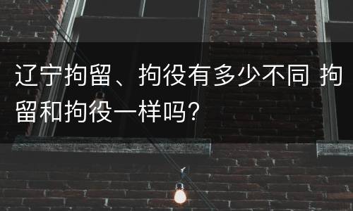 辽宁拘留、拘役有多少不同 拘留和拘役一样吗?