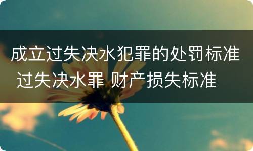 成立过失决水犯罪的处罚标准 过失决水罪 财产损失标准