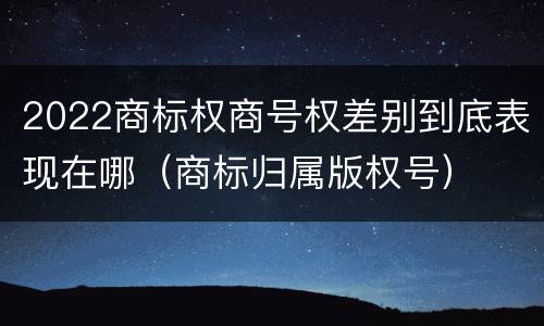 2022商标权商号权差别到底表现在哪（商标归属版权号）
