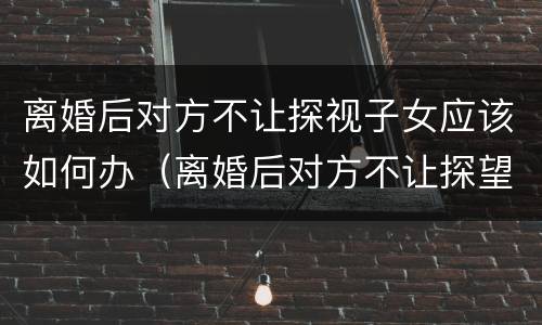 离婚后对方不让探视子女应该如何办（离婚后对方不让探望孩子怎么办）