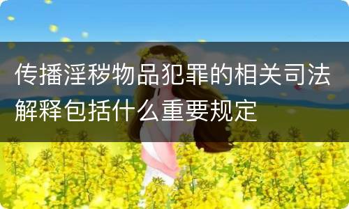 传播淫秽物品犯罪的相关司法解释包括什么重要规定