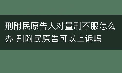 刑附民原告人对量刑不服怎么办 刑附民原告可以上诉吗