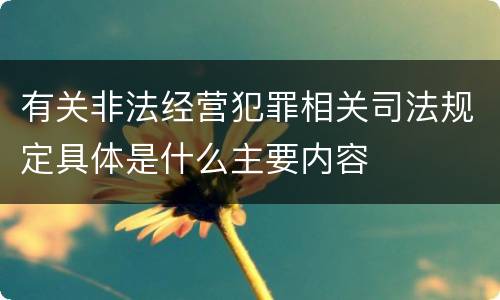 有关非法经营犯罪相关司法规定具体是什么主要内容