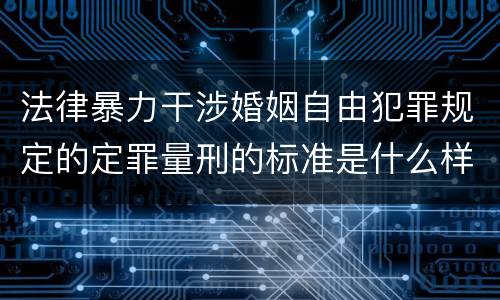 法律暴力干涉婚姻自由犯罪规定的定罪量刑的标准是什么样的