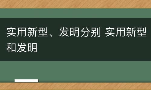 实用新型、发明分别 实用新型和发明